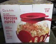 NEW ~ SUR LA TABLE Microwave Popcorn Popper 3 Quart Glass Container Family Size!