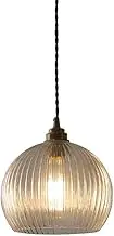 TONFON Chandelier Modern Clear Ribbed Glass Shade Pendant Light Brushed Brass Glass Globe Adjustable CHanging Light for Kitchen Island Living Room Bedroom Bedside Dining Room Hallway Ceiling Light Fix