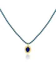 Meira T Yellow Gold-Plated Sterling Silver & Blue Rhodium Plated Sterling Silver Opal & Diamond Beaded Pendant Necklace, 16-18