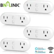 HBN 4-Pack Smart Plug Dual Socket Plugs Works with Alexa & Google Home Assistant