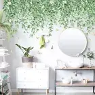 Nordic Fresh Plant Wall Stickers Top Corner Line Green Plant Daisy Stickers L MB