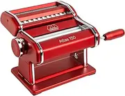 Marcato Atlas 150 Pasta Maker Machine Manual Pasta Roller with Adjustable Dough Thickness - Red