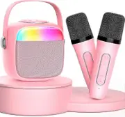 Karaoke Machine For Kids & Adults, Mini Portable Bluetooth Speaker With 2 Microphones, Home Party Karaoke Speaker Support Sd Card/usb(white) -HGDMV