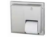 New Bradley Partition 5422 Dual Toilet Roll Dispenser Recessed - Silver 325Mm W