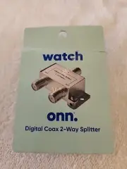 Onn Digital Coax 2-Way Splitter For Single Cable Satellite Antenna TV 283779