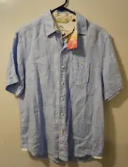 Tommy Bahama Blue Linen Party Breezer Button Up SS Shirt Men's Size Small NWT