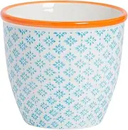 Nicola Spring Patterned Plant Pot - Blue - 14cm Porcelain Indoor Ceramic Planter with Drainage Holes Outdoor Garden Flower Pots for House & Garden Flowers