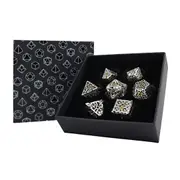 RPG Set Hollow Textures Dice (Chrome and Gold)
