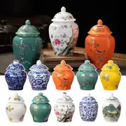 Vintage Bottle Vase Ceramic Jar with Lid Chinese Style Storage Jars Pots Decor