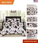 Soft Cow Print Comforter & Geometric Pillowcases - Full Size Bedding Set