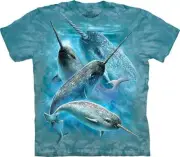 The Mountain Narwhal Unicorn Whale Dolphin Narwhals Tusk Ocean Blue Shirt 3X-5X