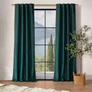 Cadence & Co. Byron Matte Velvet 100% Blockout Concealed Tab Top Curtains Twin Pack Deep Teal