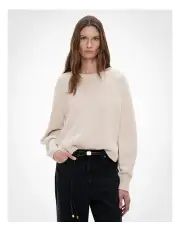 [Witchery] Crew Neck Knit Jumper in Oat Marle