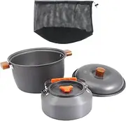 Aymzbd Camping Cooking Set with Storage Bag, Large Capacity Portable Pot Pan Kettle Set BBQ Cookware