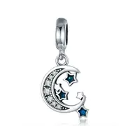 Silver plating Sparkling Sky Moon & Star Charm Fit Charm Bracelet Jewelry Gift