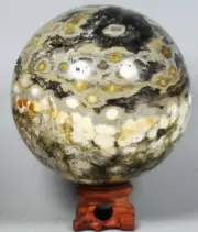 1.91lb Collection OCEAN JASPER Gemstone Crystal Ball Sphere w Stand - Madagascar