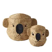 2pc Jiggle & Giggle Decorative Koala Shaped Toy/Clothing Storage Basket Set