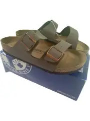 New BIRKENSTOCK Arizona BS Size 10 Regular Fit Mocca Birki-Flor Men Sandals