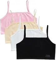[EUBUY] Training Bra Tank Top for Girls, 4 Pack Soft Cotton Sport Bras Tank Top Bras for Girls 8-12 Years Old