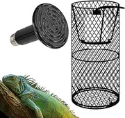 Leona Co Reptile Heat Lamp Bulb with Cage, 200W Ceramic Heat Kit Emitter Pet, No Light Emitting Brooder Coop Heater for Amphibian Pet Terrarium Chameleon Lizards Snakes and Incubating Chicken