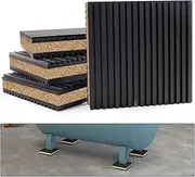 Flamorrow Rubber Anti Vibration Pads, 4 x 4 x 7/8 inch Heavy Duty Ribbed Rubber & Cork Center Vibration Isolation Pads for Reduce Vibration & Sliding, Pack of 4