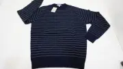 Peter Millar Cotton Merino Wool Striped3 Pullover Mens Medium Navy 922A 1174908