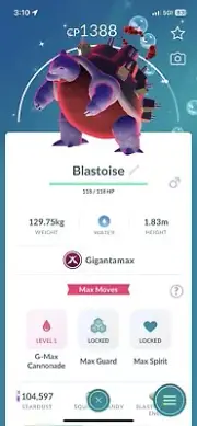 Pokémon GO Shiny GIGANTAMAX Blastoise ✨✨✨ 20k stardust or P.T.C