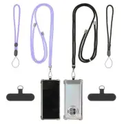 2Set Universal Phone Lanyard with Patch for Most Smartphones, Black/Purple