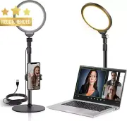 7" Ring Light Kit 10W Dimmable Phone Holder Video Conference Vlog Live Streaming