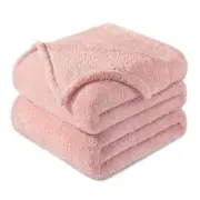 King Size Flannel Fleece Blanket, Super Soft Velvet King ( 90x104 IN ) Pink