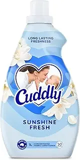 Cuddly Concentrate Liquid Fabric Softener Conditioner, 1L, 50 Washes, Sunshine Fresh, Long Lasting Fragrance