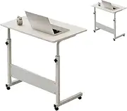 Liftable Bedside Table C Shape Mobile Laptop Desk for Home Sofa (Wood Color)