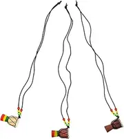 ifundom African Percussion Necklace 3pcs Handmade Drum Pendants Decorative Jewelry Wood Pendant for Drummers