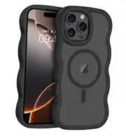 for iPhone 16 Pro Max Case with Magsafe, Curly Wavy Bumper Magnetic Black
