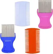 4Pcs Head Hair Comb, 2 Pieces Hair Comb Double Sided 2 Pieces Removal Dandruff Comb with Metal Teeth