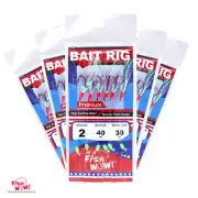5pks Size 2 Fish WOW! Sabiki Rig w/ 6 Red hooks Mylar Skin Glow beads Piscatore