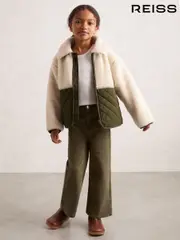 Reiss Ecru Jeanie 3-9 yrs Quilted Borg Jacket (W25023) | $140