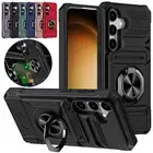 For Samsung Galaxy A15 A14 A25 A35 Shockproof Rubber Ring Stand Card Holder Case