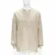 [二手] FENDI beige linen cotton raw frayed half button long sleeve shirt EU40 L