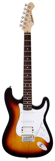 Aria STG-004 Electric Guitar 3-Tone Sunburst with White Pickguard, Basswood Body, Maple Neck, Rosewood Fingerboard, OS-1 & OH-1 Pickups