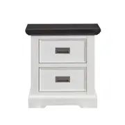 Hampton 2 Drawer Bedside Table - White/Charcoal