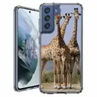 For Samsung Galaxy S20 S21 S23 S24 FE 5g TPU Case+Glass(Giraffe herd)