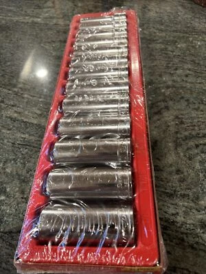 Snap-on 313ytsy 1/2" drive sae fdx 6 point chrome deep 13 pc socket set sealed