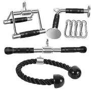 Tricep Press Down Cable Machine Attachment, LAT Pulldown Attachments, Set of 4