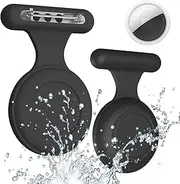 AirTag Waterproof Holder, 2 Pack Air Tag Hidden Pin for Kids Elder Clothing for Apple Tagging GPS Tracker Case Cover Safer Than Bracelet Necklace(Black, Black)