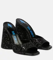 [The Attico] The Attico Luz embellished leather mules AU 7 black