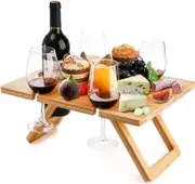 Bamboo Travel Picnic Table , Portable Lightweight Table with Folding Legs Perfect for Camping, Beach, Outdoor Dinner