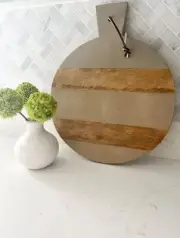 'Mud Pie' Round Sandstone Wood Board. Round 15" X 12" Diameter