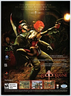 Vintage Print Ad 2002 BloodRayne PS2 Xbox PC Vampire Horror Original Promo Art
