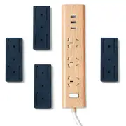 4PCS No-Drill Power Strip Holders Adhesive Wall Mount Socket Organizer-Dark Blue
